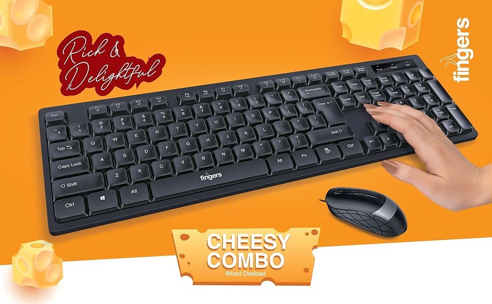 FINGERS Cheesy Combo Wired Keyboard and Mouse Set