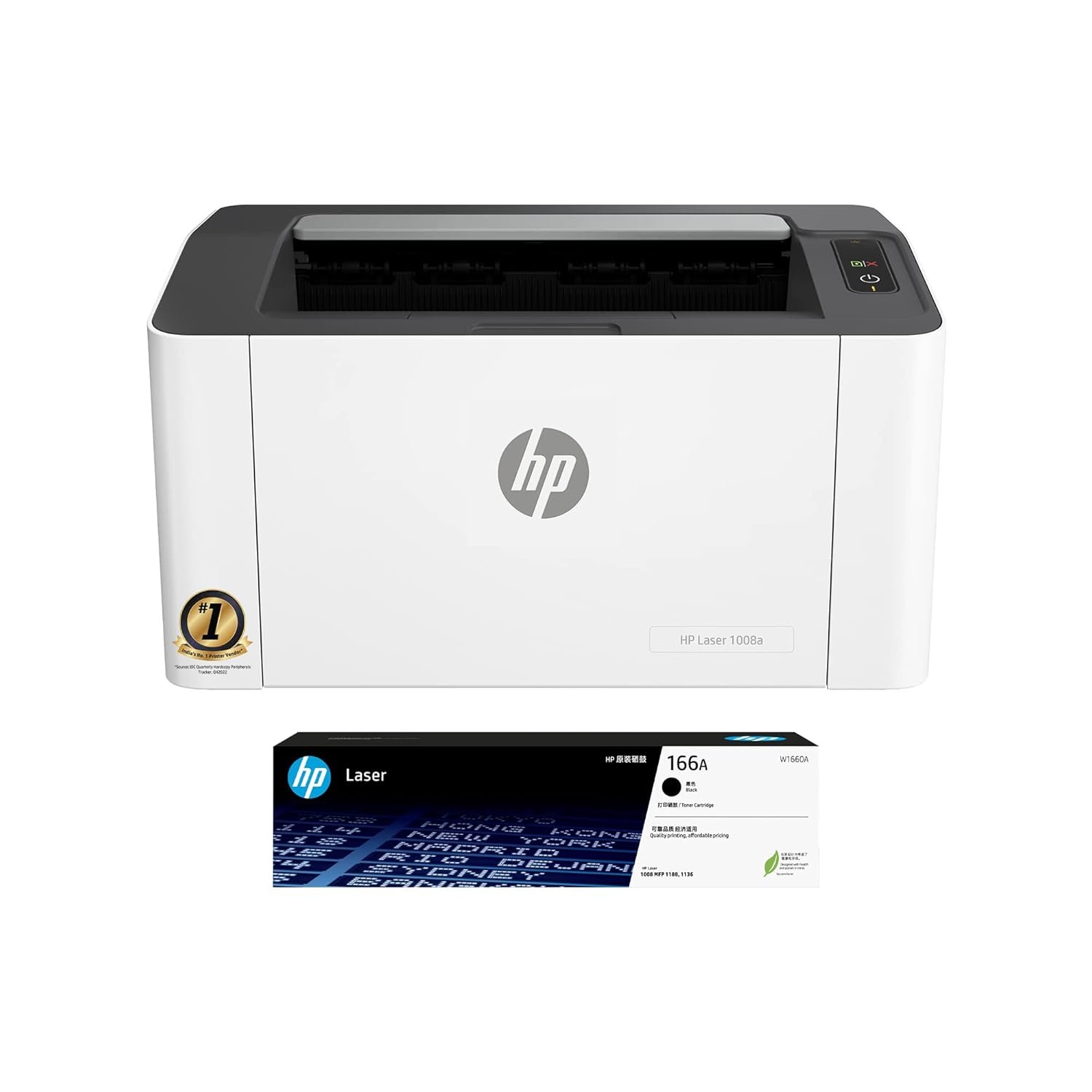 HP Laser 1008a Printer, Single Function, Print, Hi-Speed USB 2.0, Up to 21 ppm, 150-sheet Input Tray, 100-sheet Output Tray, 10,000-page Duty Cycle, 1-Year...