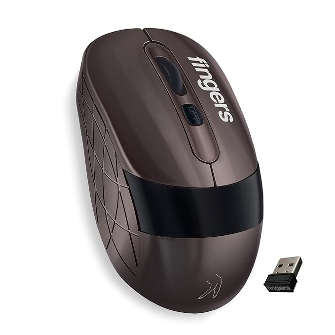 FINGERS AeroGrip Wireless Mouse with 2.4 GHz USB Receiver (Compatible with Windows, Mac &amp;amp; Linux | Ambidextrous)