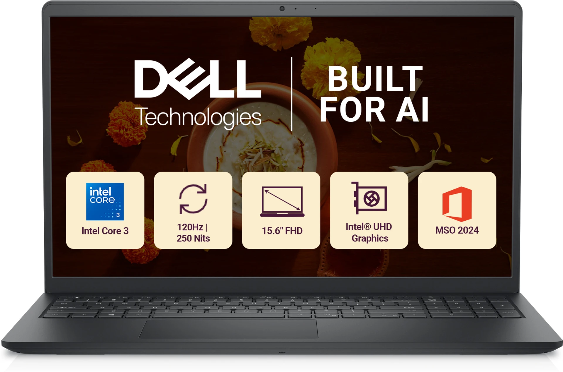 DELL 15 (Core i3 14th Gen) Intel Core 3 - (16 GB/512 GB SSD/Windows 11 Home) DC15250 Thin and Light Laptop (15 Inch, Carbon Black, 1.63 kg, With MS Office)