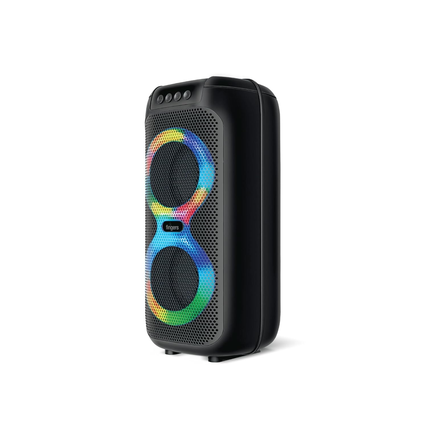 FINGERS Swag5 Bluetooth Portable Speaker (with RGB Lights, 10 W Deep Bass, FM, USB, MicroSD, AUX, Mic in (6.35 mm), Multi-Point Technology, Provisional Slot for Wired/Wireless Mic)