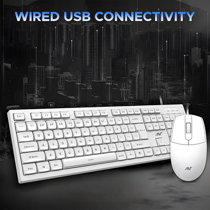 ANT Matrix 15 Wired Combo Keyboard and Mouse – White