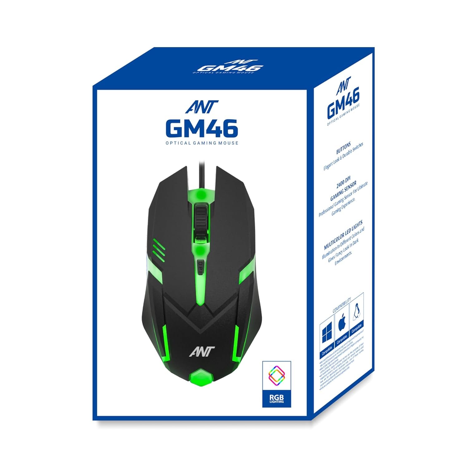 Ant GM46 Wired Optical Gaming Mouse – 2400 DPI