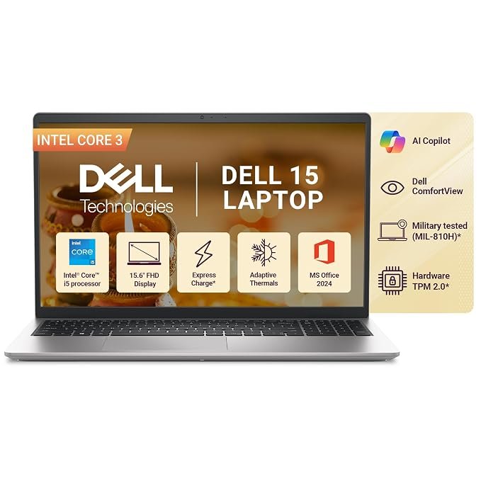 Dell 15 Intel Core 3 100U 14th Gen Thin & Light Laptop