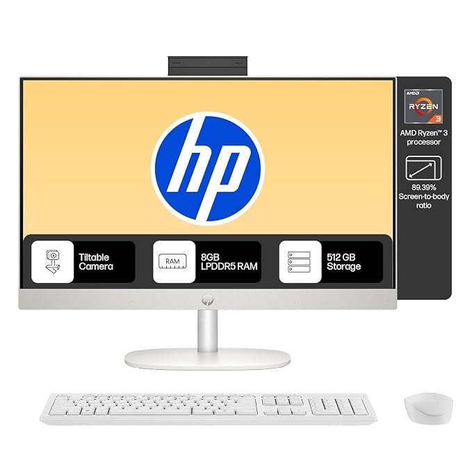 HP All-in-One 24 Desktop with AMD Ryzen 3 7320U