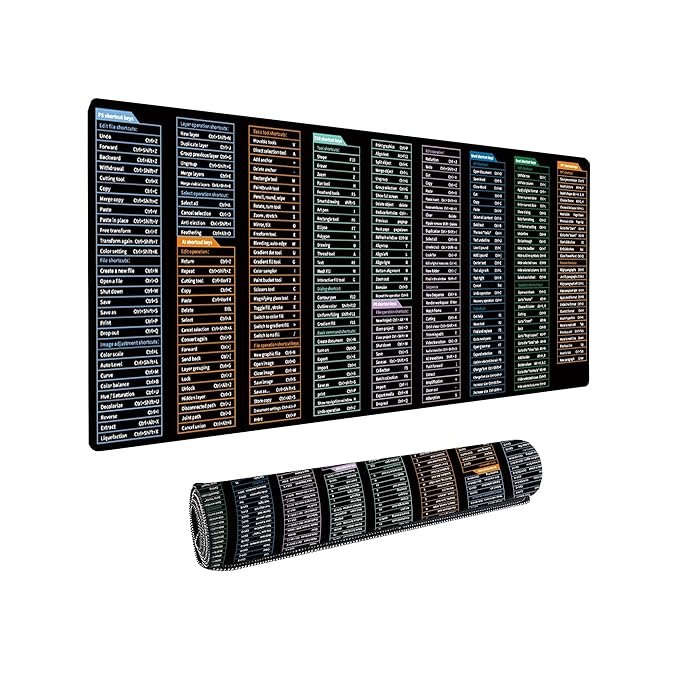 Dyazo Large Anti-Slip Keyboard Shortcut Extended Desk Mat / Mouse Pad