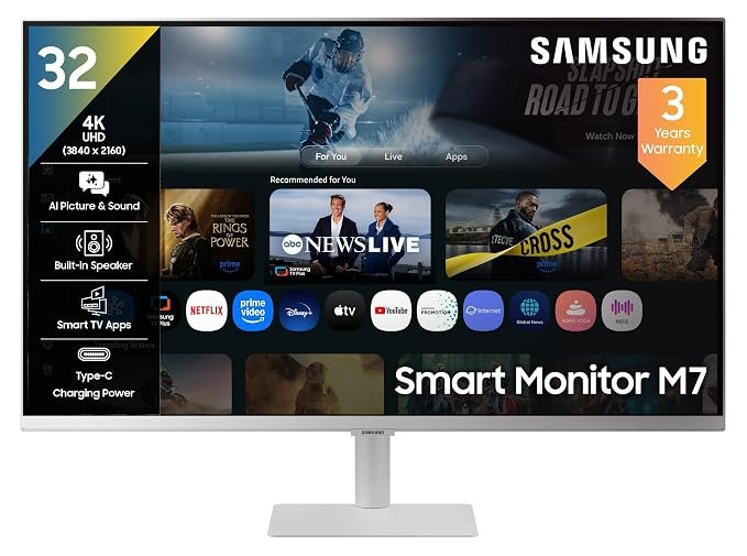 Samsung M7 Vision AI 32-inch 4K Smart Monitor with Smart TV Experience