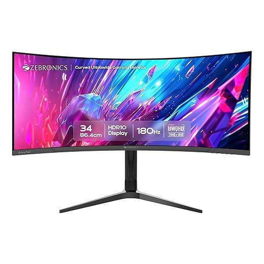 ZEBRONICS PA234 34-Inch 1500R Curved Ultrawide Gaming Monitor